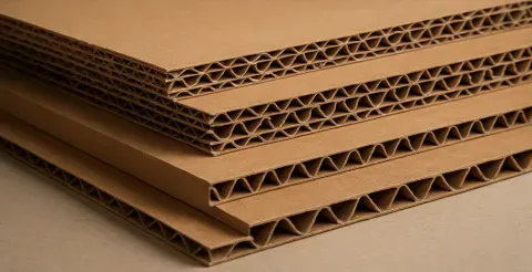 Carton construction specifications showing corrugated board ply, flute type, and wall structure