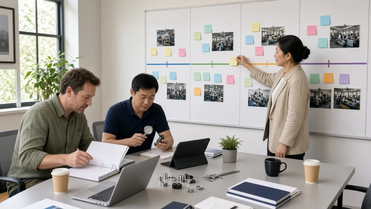 30-day sourcing engagement blueprint on a calendar from brief to go/no-go decision