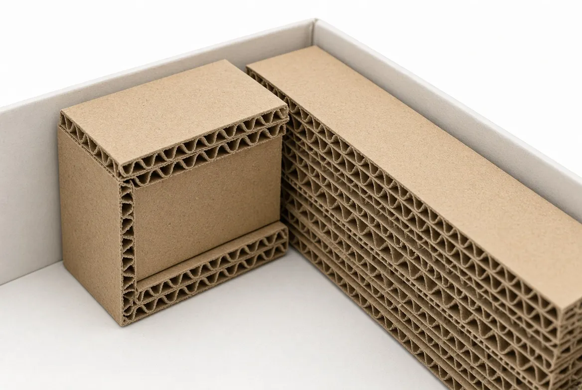 Packaging engineers reviewing carton specs and packout samples on the warehouse floor